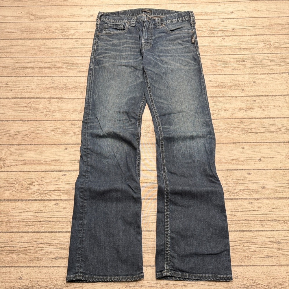 Silver Jeans Men's 32 Blue Denim Relaxed Fit Bootcut Mid Rise Whiskered Rugged